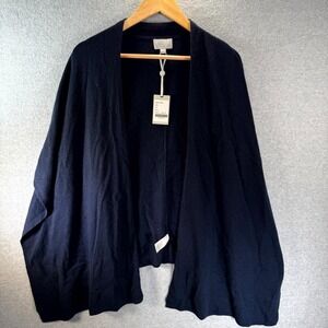 Pure Collection Gassato Knitted Wrap Cardigan Women One Size Navy Blue Cashmere